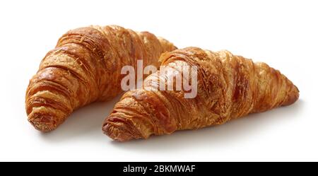 freshly baked croissants isolated on white background Stock Photo