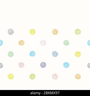 Vector geometric textured irregular pastel dot border with sketchy dot on white background. Simple doodle background. Surface pattern design. Stock Vector