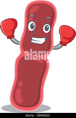 A sporty boxing athlete mascot design of bacillus bacteria with red boxing gloves Stock Vector