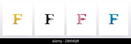 Pen Head On Letter Logo Design F Stock Vector