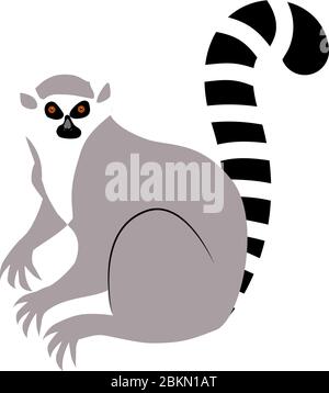 Lemur. Vector illustration of an animal. Flat style. Isolated on white Stock Vector