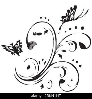 Contrast black and white, pattern with ornamental motif Stock Vector