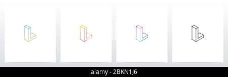 Outline Of 3D Letter Logo Design L Stock Vector
