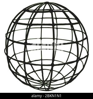 Drawing a globe with black contour lines Stock Vector