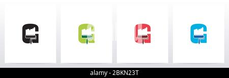 Paint Roller On Letter Logo Design G Stock Vector