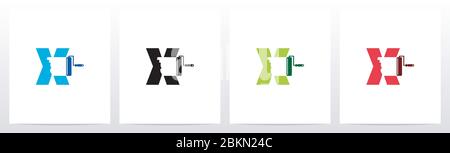 Paint Roller On Letter Logo Design X Stock Vector
