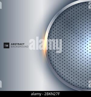 Abstract elegant circle metallic round silver frame on white background. Vector illustration Stock Vector