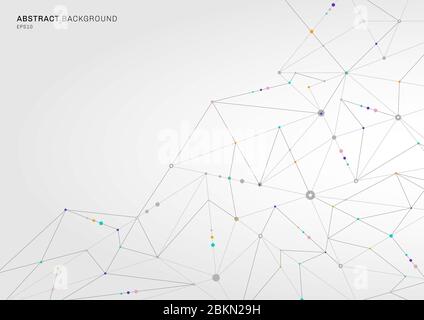 Abstract digital technology concept connecting dots and lines on white background. Molecular structure and communication. Vector illustration Stock Vector