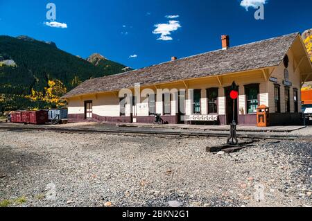 The original Silverton Station building on the Durango and Silverton Narrow Gauge Railway. Stock Photo