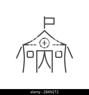 Medical tent related vector thin line icon. Stock Vector
