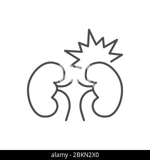 Kidney pain related vector thin line icon. Stock Vector