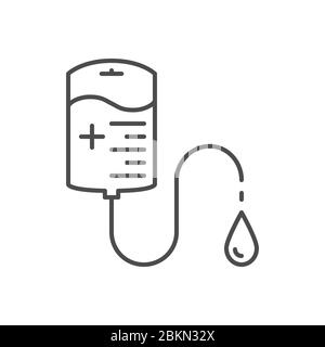 Blood transfusion related vector thin line icon. Stock Vector