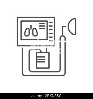 Medical ventilator related vector thin line icon. Stock Vector