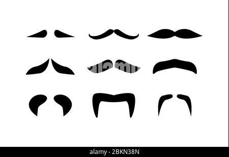 Set of mustaches isolated on white background. Vector illustration Stock Vector