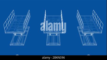 Scissors lift concept outline. Vector Stock Vector