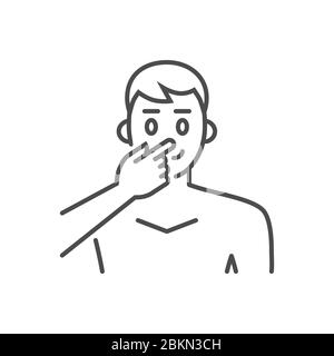 Avoid face touch related vector thin line icon. Stock Vector