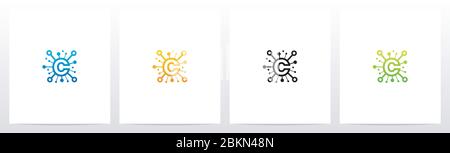 Network Symbol On Letter Logo Design C Stock Vector
