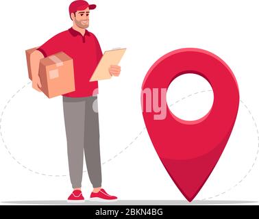 Package geolocation semi flat RGB color vector illustration Stock Vector