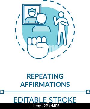 Repeating affirmations concept icon Stock Vector