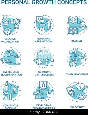 Personal growth concept icons set Stock Vector