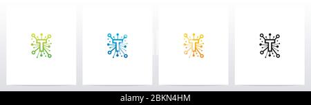 Network Symbol On Letter Logo Design T Stock Vector