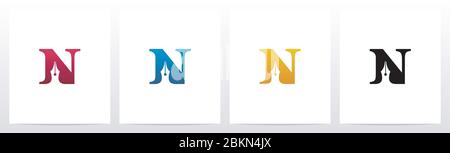 Pen Head On Letter Logo Design N Stock Vector