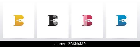 Pen Head On Letter Logo Design B Stock Vector