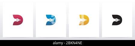 Pen Head On Letter Logo Design D Stock Vector