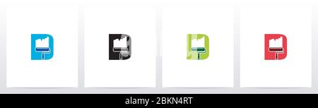 Paint Roller On Letter Logo Design D Stock Vector