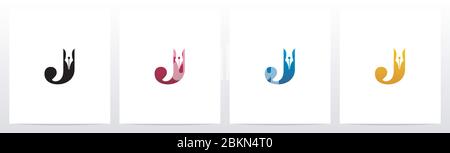 Pen Head On Letter Logo Design J Stock Vector