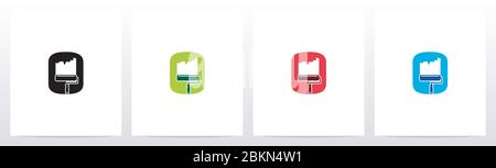 Paint Roller On Letter Logo Design O Stock Vector