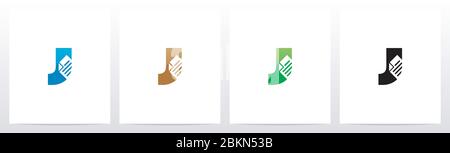 Paper Document On Letter Logo Design J Stock Vector