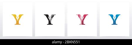 Pen Head On Letter Logo Design Y Stock Vector