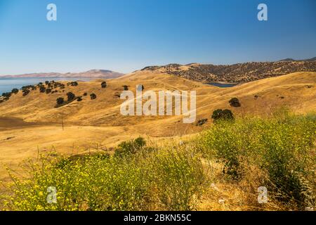 View of landscape near San Luis Reservoir, California, United States of America, North America Stock Photo