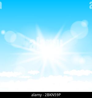 blue sky and sun lights mockup Stock Vector