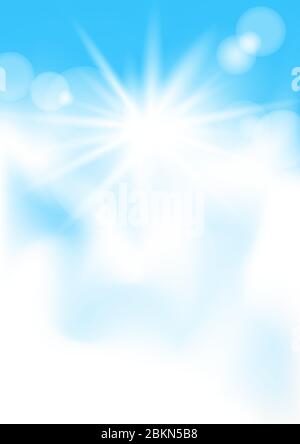 blue sky and sun lights vertical mockup Stock Vector