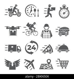 Food Delivery Icons on white background Stock Vector