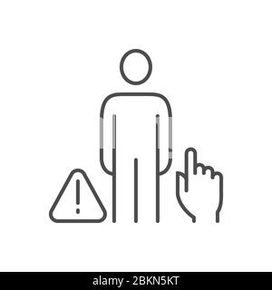Dont touch people related vector thin line icon. Stock Vector