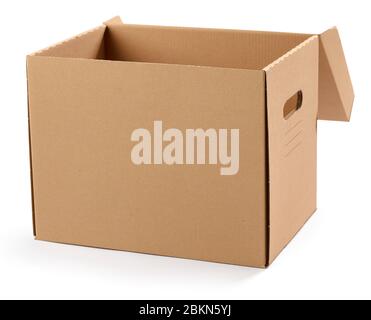 opened cardboard box isolated on white background Stock Photo