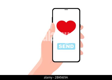 Sending love message concept on white.  Stock Vector