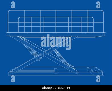 Scissors lift concept outline. Vector Stock Vector