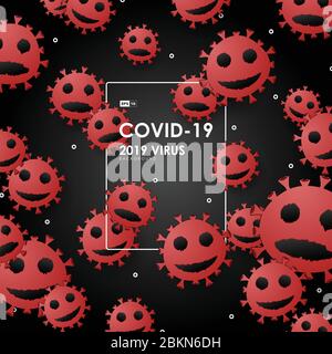 Abstract covid-19 virus spread design red design on gradient black background. Use for ad, poster, cover, template. illustration vector eps10 Stock Vector