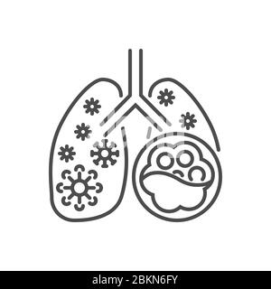 Pneumonia related vector thin line icon. Stock Vector