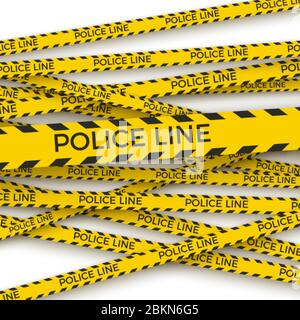 Police yellow tape. crime scene. danger zone with line barrier. Warning strip. Vector Stock Vector