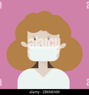 Medical staff, doctor, nurse. Coronavirus covid-19 outbreak. Doctor in a medical mask. Cartoon portrait of a girl in a face mask. Vector flat illustra Stock Vector