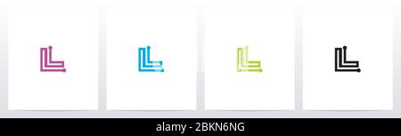 Parallel Lines With Nodes Formed Letter Logo Design L Stock Vector