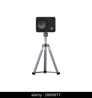 Action camera on a tripod. Vector illustration. Equipment for movie. Stock Vector