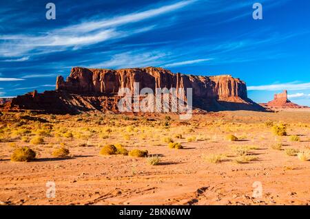 The Mitchell Mesa in the Monument Valley Tribal Park, Navajo Nation, Arizona, USA. Stock Photo