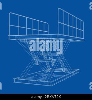 Scissors lift concept outline. Vector Stock Vector