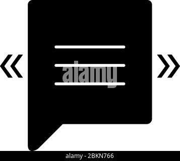 Chat bubble with angle quotes black glyph icon Stock Vector